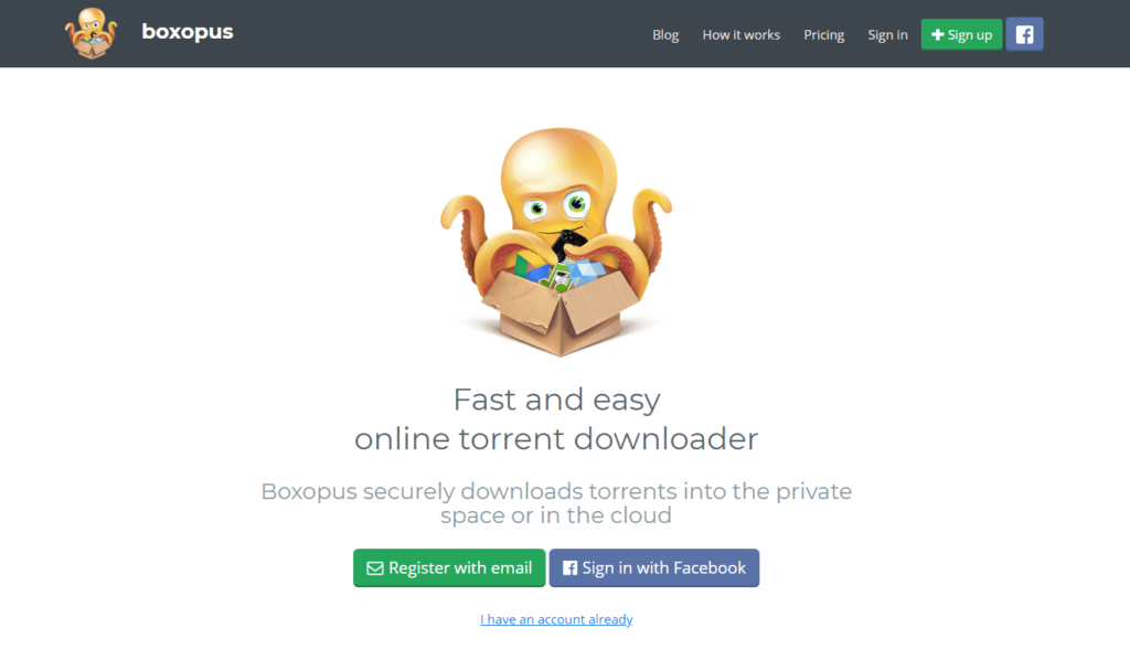 Boxopus landing page