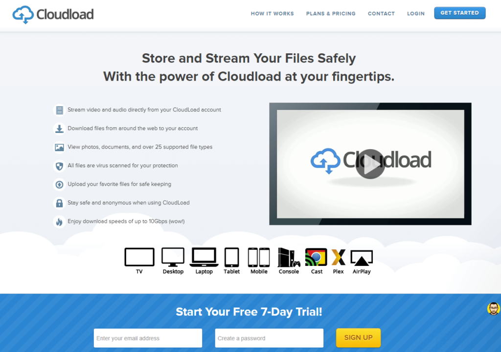 landing page with all info about Clodload