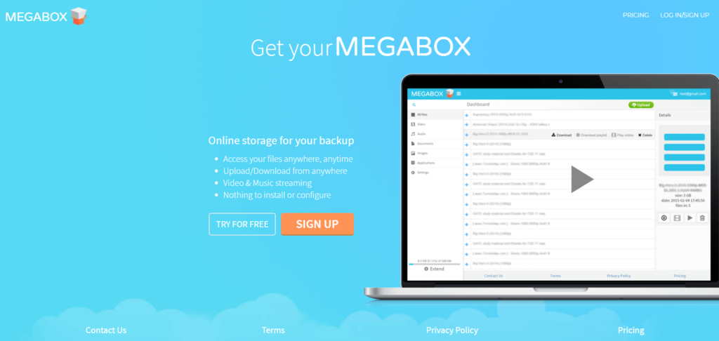 Landing page - Megabox review
