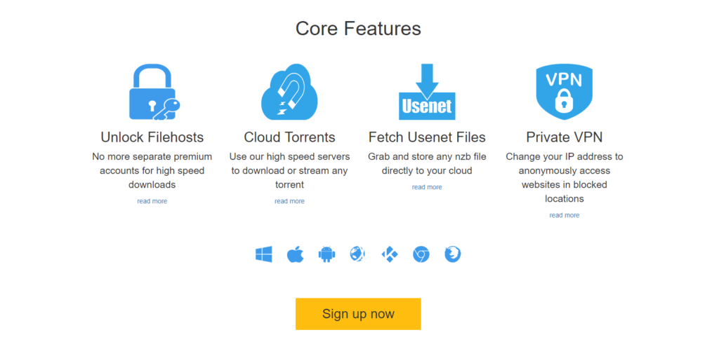 Premiumize Core features