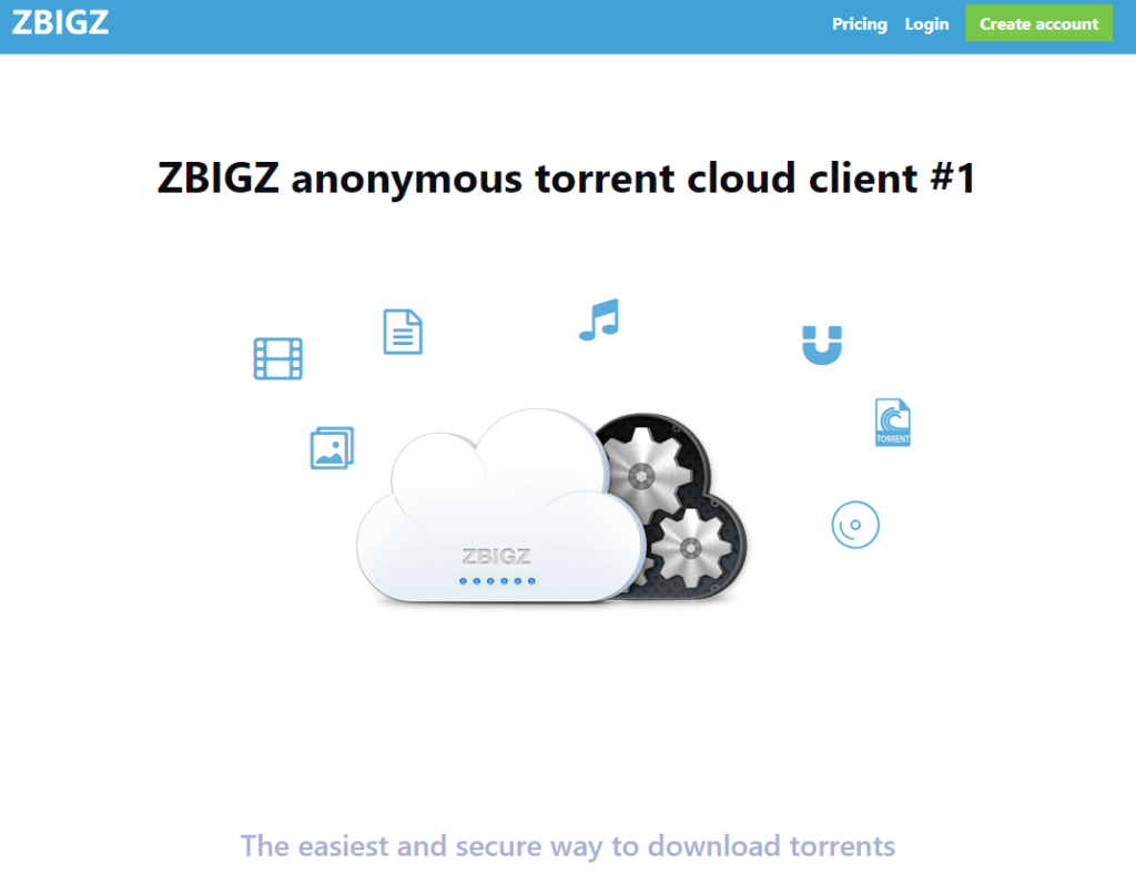 Landing page - Zbigz Review
